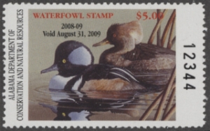 Scan of 2008 Alabama Duck Stamp MNH VF