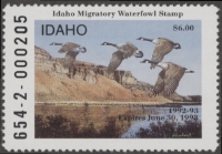 Scan of 1992 Idaho Duck Stamp MNH VF