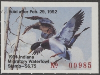 Scan of 1991 Indiana Duck Stamp MNH VF