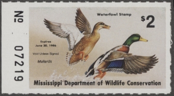 Scan of 1985 Mississippi Duck Stamp Error MNH VF