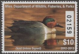 Scan of 2012 Mississippi Duck Stamp MNH VF