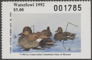 Scan of 1992 Missouri Duck Stamp MNH VF