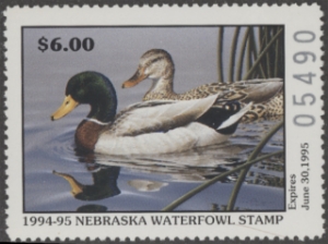 Scan of 1994 Nebraska Duck Stamp MNH VF