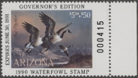 Scan of 1990 Arizona Duck Stamp Governor's Edition MNH VF