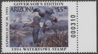 Scan of 1994 Arizona Duck Stamp Governor's Edition MNH VF