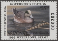 Scan of 1995 Arizona Duck Stamp Governor's Edition MNH VF