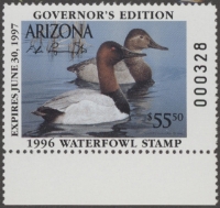 Scan of 1996 Arizona Duck Stamp Governor's Edition MNH VF