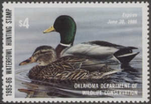 Scan of 1985 Oklahoma Duck Stamp MNH VF