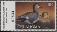 Scan of 2009 Oklahoma Duck Stamp MNH VF
