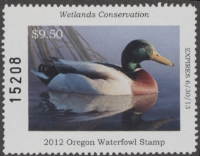 Scan of 2012 Oregon Duck Stamp MNH VF