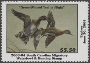 Scan of 2003 South Carolina Duck Stamp MNH VF