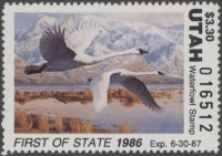 Scan of 1986 Utah Duck Stamp - First of State MNH VF