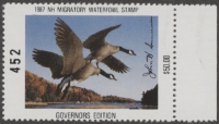Scan of 1987 New Hampshire Duck Stamp Governor's Edition MNH VF