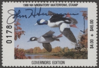 Scan of 1988 New Hampshire Duck Stamp Governor's Edition MNH VF