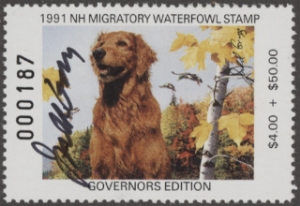 Scan of 1991 New Hampshire Duck Stamp Governor's Edition MNH VF