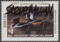 Scan of 1993 New Hampshire Duck Stamp Governor's Edition MNH VF