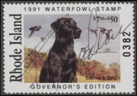 Scan of 1991 Rhode Island Duck Stamp Governor's Edition MNH VF