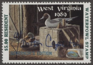Scan of 1989 West Virginia Duck Stamp Governor's Edition MNH VF