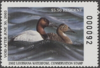 Scan of 2002 Louisiana Duck Stamp MNH VF