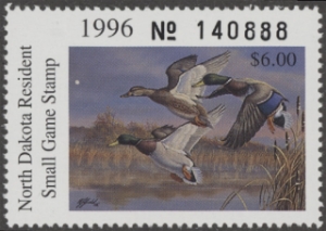 Scan of 1996 North Dakota Duck Stamp MNH VF