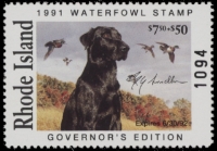 Scan of 1991 Rhode Island Duck Stamp Governor's Edition MNH VF