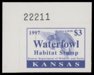 Scan of 1997 Kansas Duck Stamp MNH VF