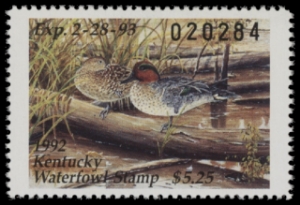 Scan of 1992 Kentucky Duck Stamp MNH VF