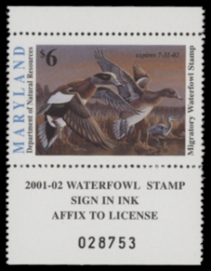 Scan of 2001 Maryland Duck Stamp MNH VF