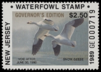 Scan of 1989 New Jersey Duck Stamp - Governor's Edition MNH VF