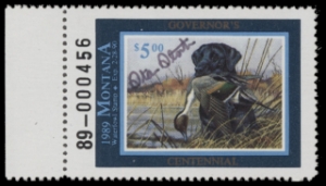 Scan of 1989 Montana Duck Stamp - Governor's Edition MNH VF