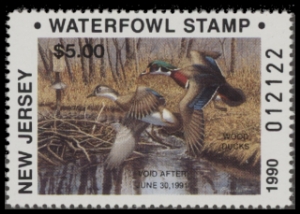 Scan of 1990 Non-resident New Jersey Duck Stamp MNH VF