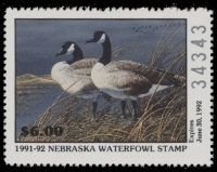 Scan of 1991 Nebraska Duck Stamp - First of State MNH VF