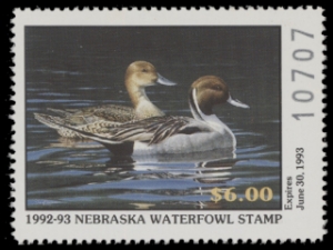 Scan of 1992 Nebraska Duck Stamp MNH VF