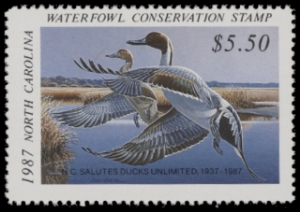 Scan of 1987 North Carolina Duck Stamp MNH VF