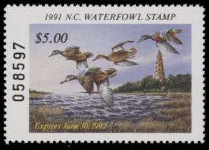 Scan of 1991 North Carolina Duck Stamp MNH VF