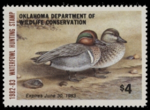 Scan of 1982 Oklahoma Duck Stamp MNH VF