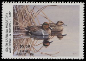 Scan of 1985 South Carolina Duck Stamp MNH VF