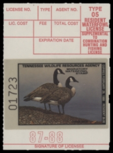 Scan of 1987 Tennessee Duck Stamp MNH VF