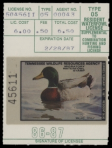 Scan of 1986 Tennessee Duck Stamp MNH VF