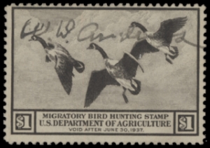 Scan of RW3 1936 Duck Stamp  Used F-VF