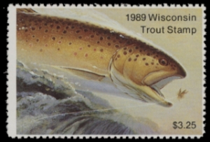 Scan of 1989 Wisconsin Trout Stamp MNH VF