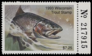 Scan of 1993 Wisconsin Trout Stamp MNH VF