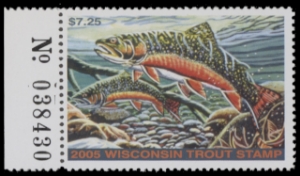 Scan of 2005 Wisconsin Trout Stamp MNH VF