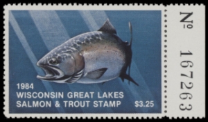 Scan of 1984 Wisconsin Great Lakes Salmon & Trout Stamp  MNH VF