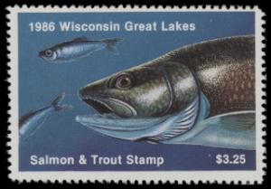 Scan of 1986 Wisconsin Great Lakes Salmon & Trout Stamp  MNH VF