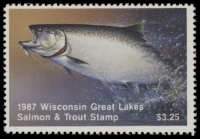 Scan of 1987 Wisconsin Great Lakes Salmon & Trout Stamp  MNH VF