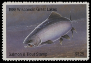 Scan of 1988 Wisconsin Great Lakes Salmon & Trout Stamp  MNH VF