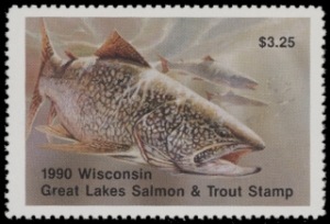 Scan of 1990 Wisconsin Great Lakes Salmon & Trout Stamp  MNH VF
