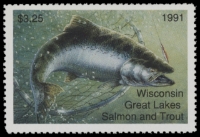 Scan of 1991 Wisconsin Great Lakes Salmon & Trout Stamp  MNH VF