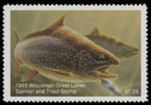 Scan of 1993 Wisconsin Great Lakes Salmon & Trout Stamp  MNH VF